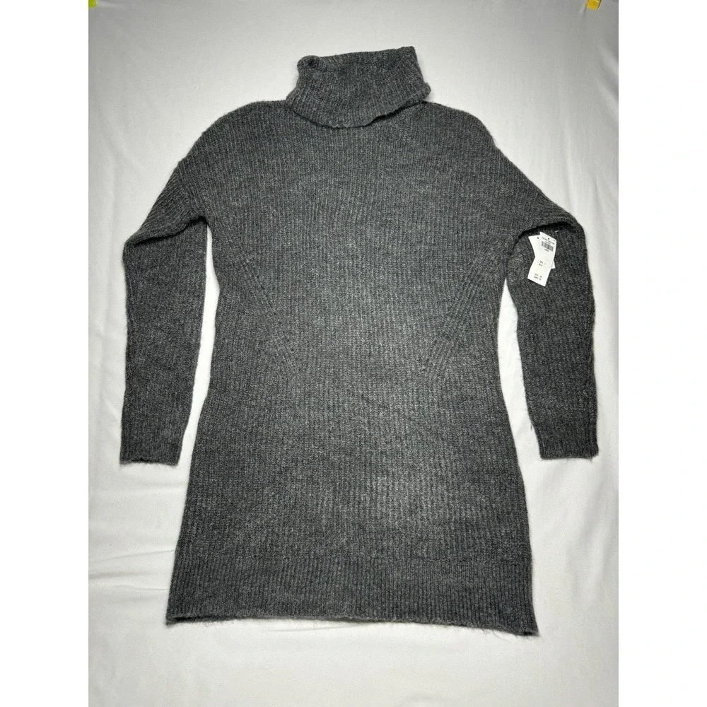 Abercrombie & Fitch NWT TurtleNeck Sweater Dress Womens L Gray Long Sleeve Boho